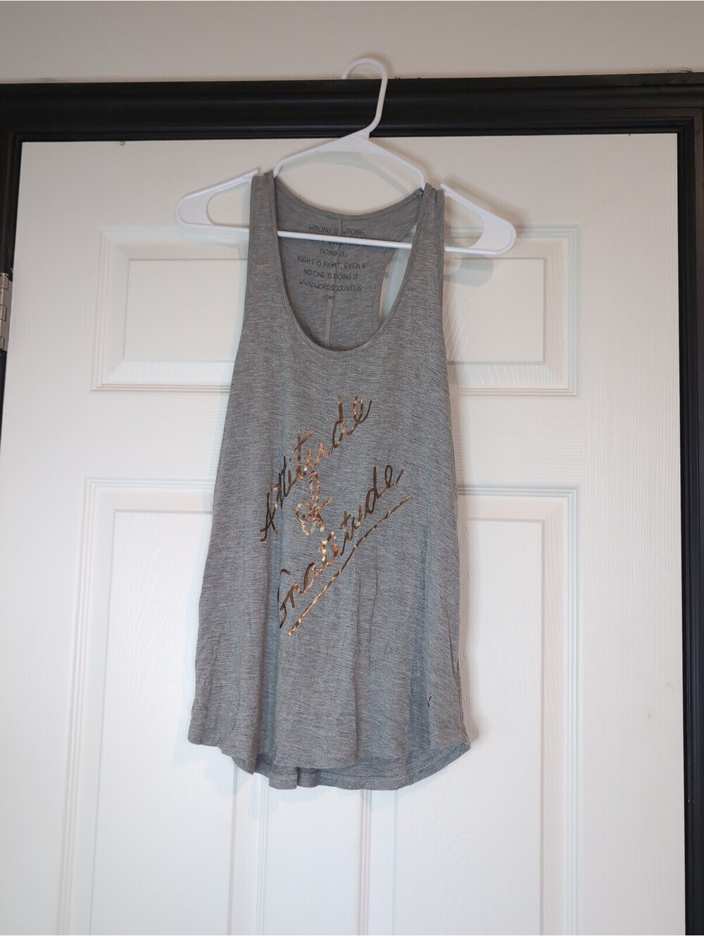 Medium gray attitude of gratitude tank yoga meditation